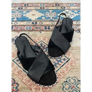 Kelsi Dagger Brooklyn Black Cross Strap Sandal